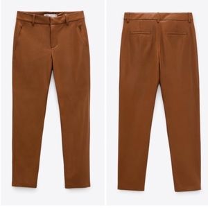 Zara brown faux leather pants 6